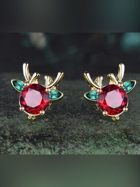Christmas Reindeer Sparkling Rhinestone Stud Earrings